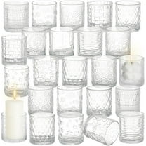 24pcs Assorted Votive Candle Holders - Clear Glass Tea Lights Candle Holder in Bulk, Tealight Candle Holder for Table Centerpiece Wedding Decor Home Decoration
