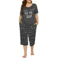 thumbnail image 2 of Plus Size Women Letter Print Sleeping Casual T-Shirt & Pants Pajamas Set, 2 of 4