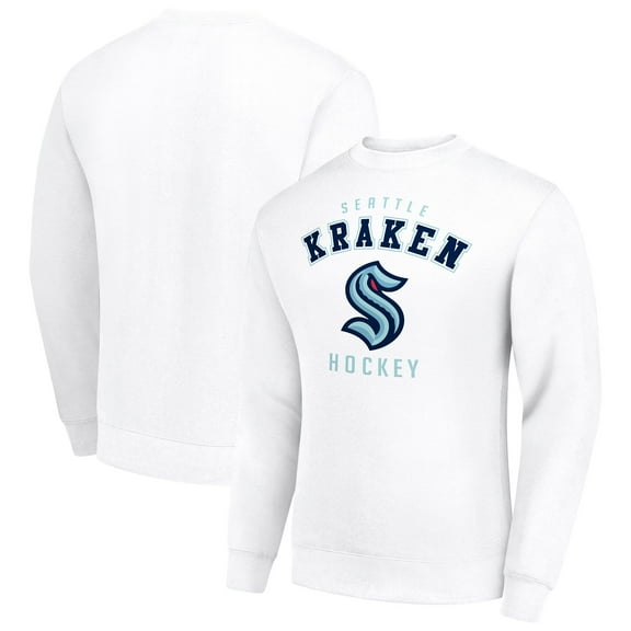 Men's Starter  White Seattle Kraken Team Logo Fleece Pullover Sweatshirt