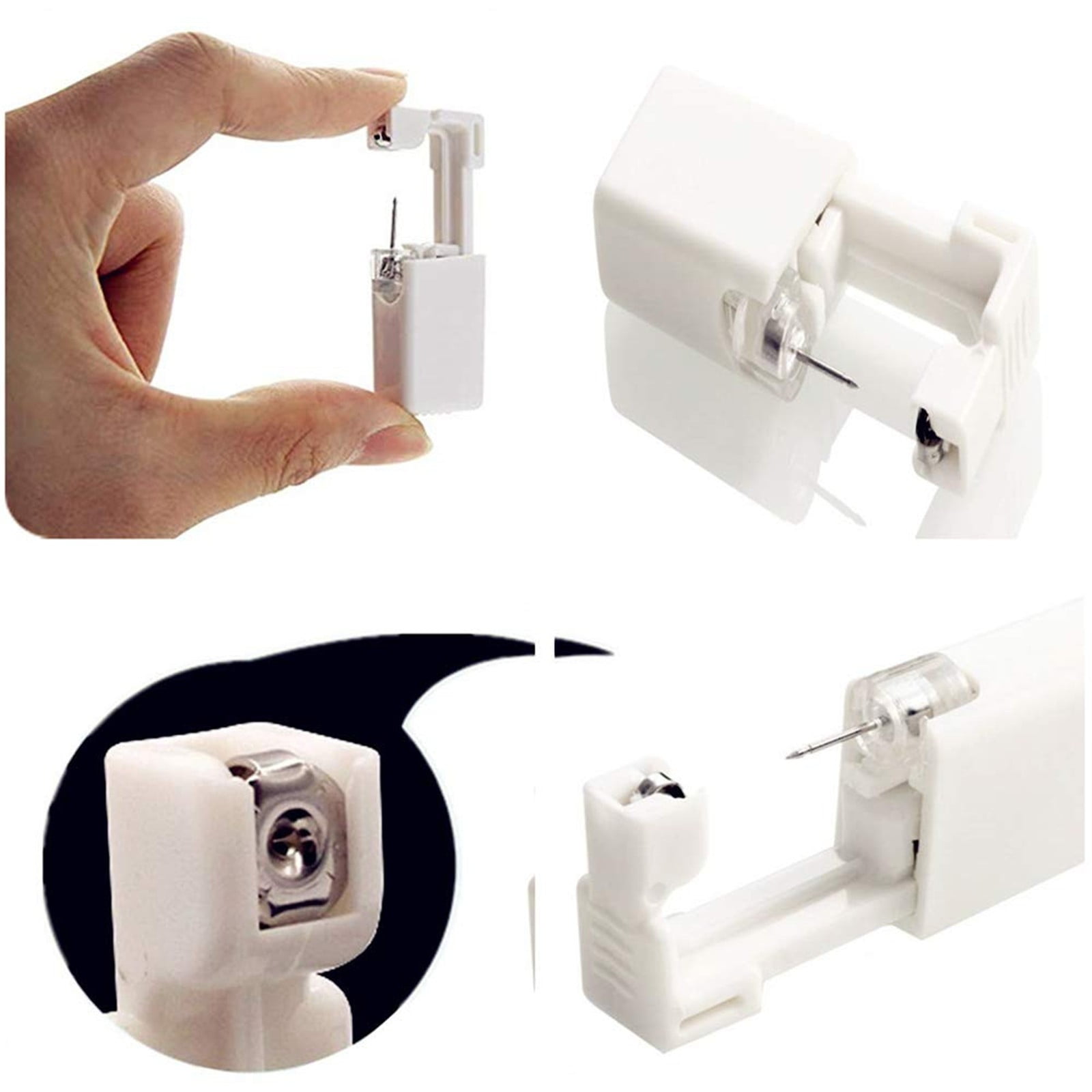 CHOII 6 Pack Self Ear Piercing Gun Earring Disposable Piercing Kit No Pain Easy Use Ear Piercing Gun Kit Tool with Stud at Home Self Ear Piercer Kit (White)