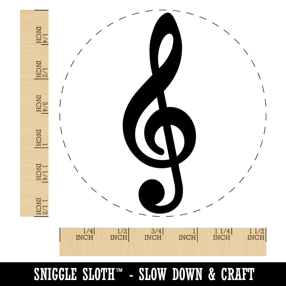 Treble Clef Music Self-Inking Rubber Stamp Ink Stamper - Blue Ink - Large 1-1/2 Inch