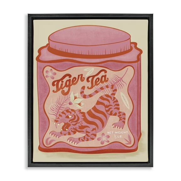 Stupell Industries Tiger Tea Traditional Style Food & Beverage Painting Black Floater Framed Canvas Art Print Wall Art, 17 x 21