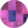 thumbnail image 1 of Ahgly Company Indoor Round Patchwork Purple Transitional Area Rugs, 4' Round, 1 of 4