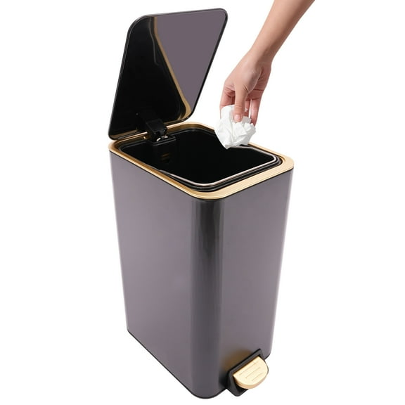 TFCFL12L Step Trash Bin Home Indoor Trash Can Free Standing Waste Gabage Container with Lid