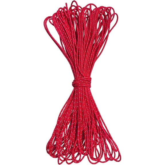 Dyneema Reflective Rope -2mm 400kg Fracture Strain - Suitable for Tents, Kite Surfing, and Other 65 feet (red, 2mm) (red, 2mm)