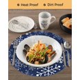 thumbnail image 3 of 13 Inch Round Placemats Set of 4, Navy Blue Snowflake Christmas Non Slip Heat Insulation PP Table Mats, Xmas Snowflake Washable Place Mats for Kitchen Dining Party Table Decor, 3 of 7