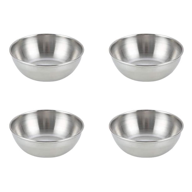 4 platos de acero inoxidable para salsa, cuencos redondos para condimentos, sushi, platillos, mini platos para aperitivos