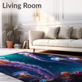 thumbnail image 2 of Ultra Soft Area Rug, Mystical Sea Creatures Holographic Jellyfish Floating Effect, Non Slip, Stain Resistant, Washable Area Rugs for Living Room, Bedroom(Blue, 4X6), 2 of 8