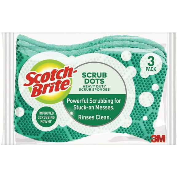 3M Scotch-Brite Scrub Dots Sponge - Heavy Duty - 3 Pack