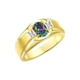 thumbnail image 3 of RYLOS Men's Rings 14K Yellow Gold Classic 7X5MM Oval Gemstone & Diamond Ring Alexandrite June Birthstone Rings For Men, Gold Rings Size 10, 3 of 7