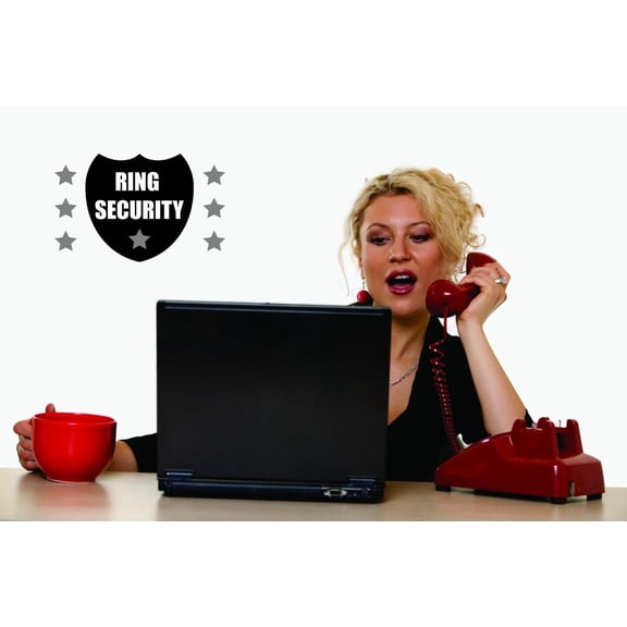 Custom Decals Ring Security Wall Art Size: 14 X 28 Inches Color: Black