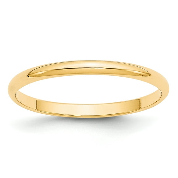 14k Yellow Gold 2mm Lightweight Half Round Band Size 8.5