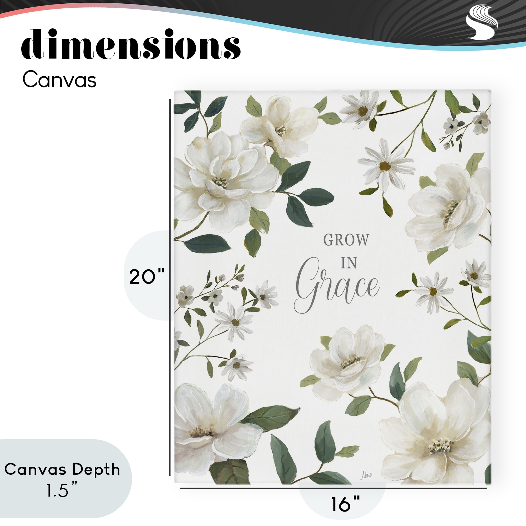 Stupell Industries Floral Grow In Grace Canvas Wall Art, design by Nan