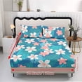 thumbnail image 5 of Xoenoiee Tropical Plumeria Flower Palm Leaves Pattern Bed Sheet Set 3 Pieces Soft Microfiber Bedding Sheet Set, Deep Pocket, Stain, Fade & Wrinkle Resistant for Bedroom Decor, Queen Size, 5 of 7