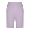 thumbnail image 4 of Womens Workout Shorts Casual Bermuda Shorts Stretch Waist Summer Elastic Waistband With Pockets Solid Shorts Light Purple M, 4 of 6