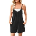 thumbnail image 2 of Aqestyerly Combinaison Courte Unie pour Femmes Sans Manches Col Rond avec Poches Confortable Décontractée une Pièce, 2 of 9