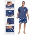 thumbnail image 3 of Airmenty Men's Pajama Set Short Sleeve Crew Neck Summer Pjs Sets 2 Piece Sleepwear With Pockets S-2XL, 3 of 6