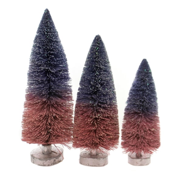 Cody Foster 15.50In Glittered Pastel Bottle Brush Trees, Plastic, Putz Village Ombre Ms-2804-H