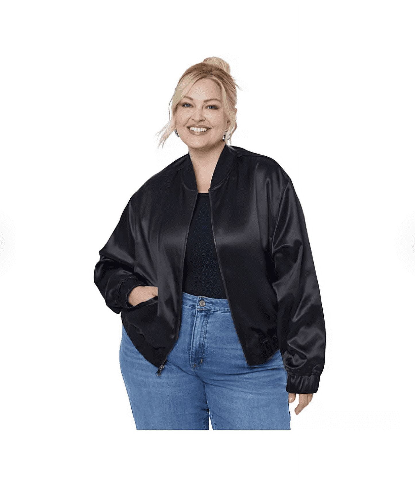 Scoop Women's Crinkle Faux Patent Leather Cropped Bomber