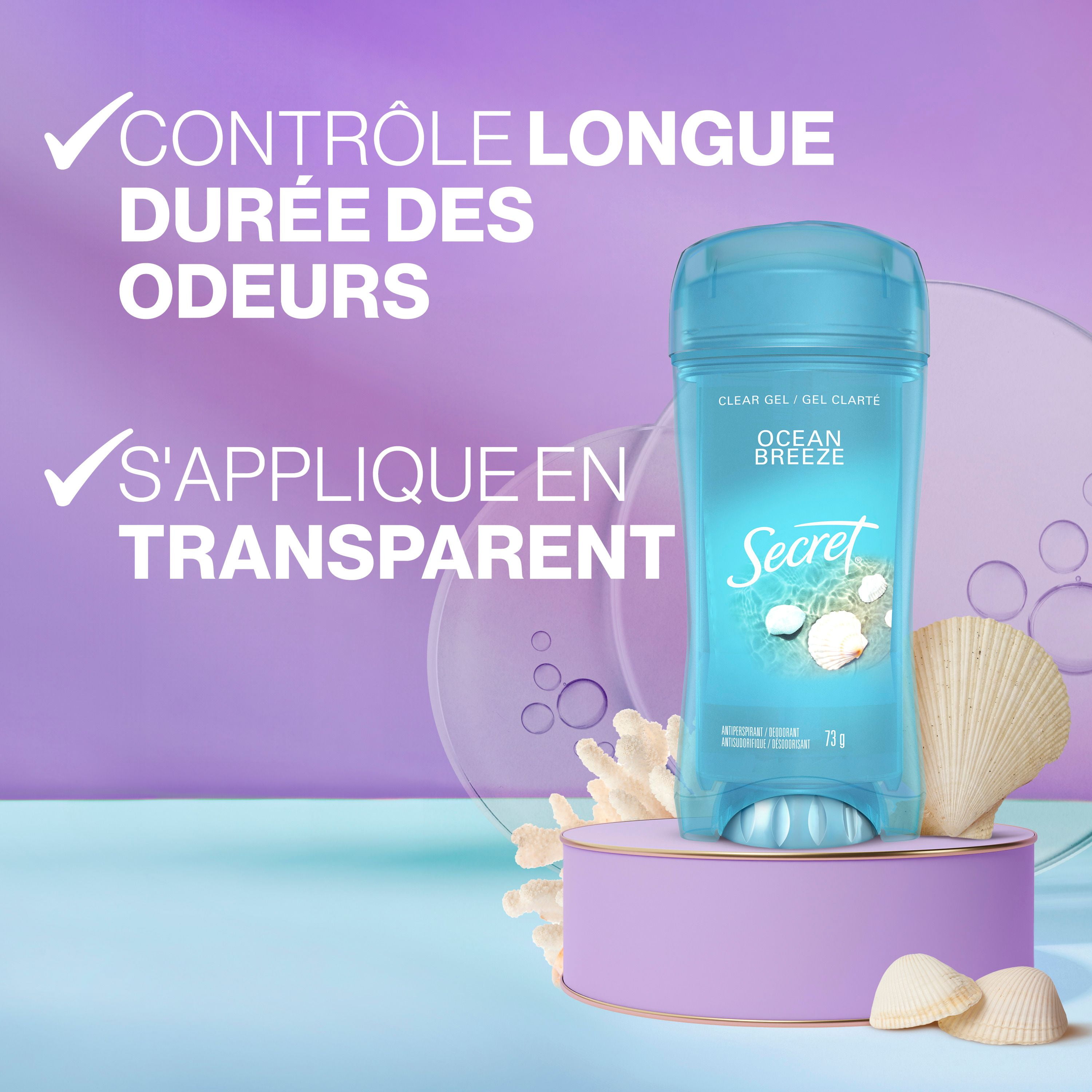Secret Fresh Clear Gel Antiperspirant and Deodorant for Women, Ocean Breeze Scent, 73G