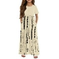 thumbnail image 3 of Girls 2025 Summer Dresses Short Sleeve Casual Maxi Dress Soft Print Comfortable and Stylish for All Seasons ,Sie:120, 3 of 6