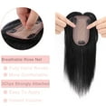 thumbnail image 5 of MY-LADY 100% Remy Human Hair Women Topper Hair Toppers Silk Base Hair Pieces Clip In Hair Topper with 3D Air Bangs 17 Colors 14inch #01 Jet Black, 5 of 8