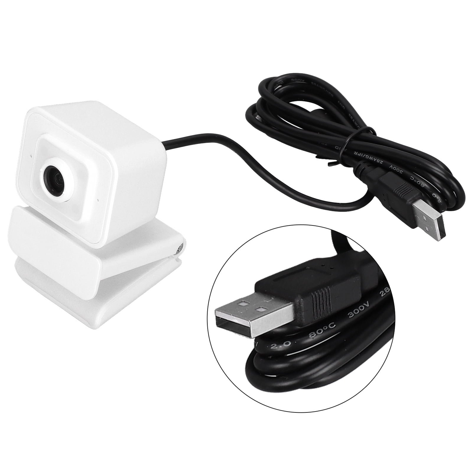 High Resolution 1080P Webcam 30fps, 360 Rotation, USB Computer Webcam with Protective Cover
