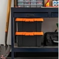 thumbnail image 3 of IRIS USA 11 Gallon Loackable Storage Totes with Lids, 2 Pack - Orange Lid, Heavy-Duty Durable Stackable Containers, Large Garage Organizing Bins Moving Tubs, Rugged Sturdy Equipment Utility Tool Box, 3 of 8