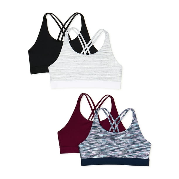 Athletic Works Athletic Works Girls Strappy Back Sports Bra 4Pack, Sizes 3038