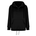thumbnail image 5 of XMMSWDLA Women's Button Crop Sweatshirt Long Sleeve Stand Collar Drawstring Casual Pullover Top Womens Sweatshirt Womens Sweatshirt Black L, 5 of 8