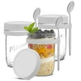 thumbnail image 3 of Brightware Dawn Overnight Oats Jars with White Lids and Spoons – 16 oz – Set of 3, 3 of 16