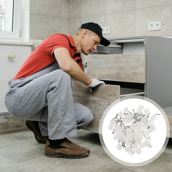 BESTOYARD 100Pcs Plastic Drawer Bottom Brackets White Corner Brace for Sagging Drawer Repair and Furniture Support