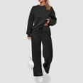 thumbnail image 2 of felwors Womens 2 Piece Outfits 2025 Fall Long Sleeve Sweatshirt Wide Leg Pants Lounge Sets Winter Sweatsuits Tracksuit Black, L, 2 of 5