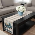 thumbnail image 4 of Daisy Butterfly Table Runner 72 Inches Long, Blue Floral Truck Pastoral Grey Check Kitchen Coffee Dining Table Decoration for Home Party Birthday Wedding Home Decor 13x72 Inches, 4 of 8
