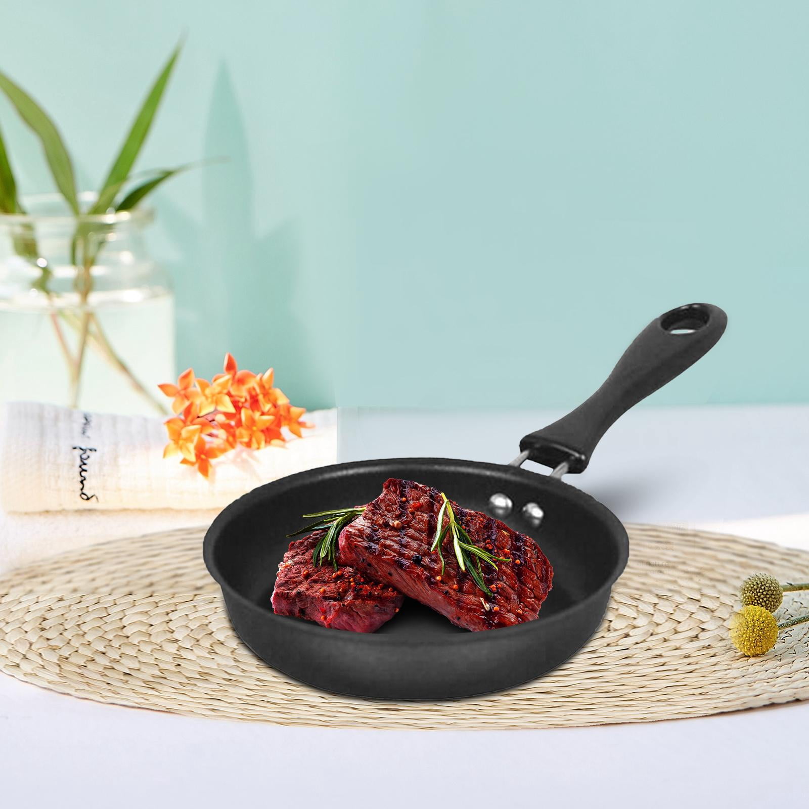Fiocias 3x Skillet Non Stick Round Pan Iron Coating Omelette Skillet Frying Pan 12cm