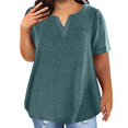 thumbnail image 2 of Women's Color Block Gradient Print V Neck Short Sleeve Casual Loose Tops, 2 of 6