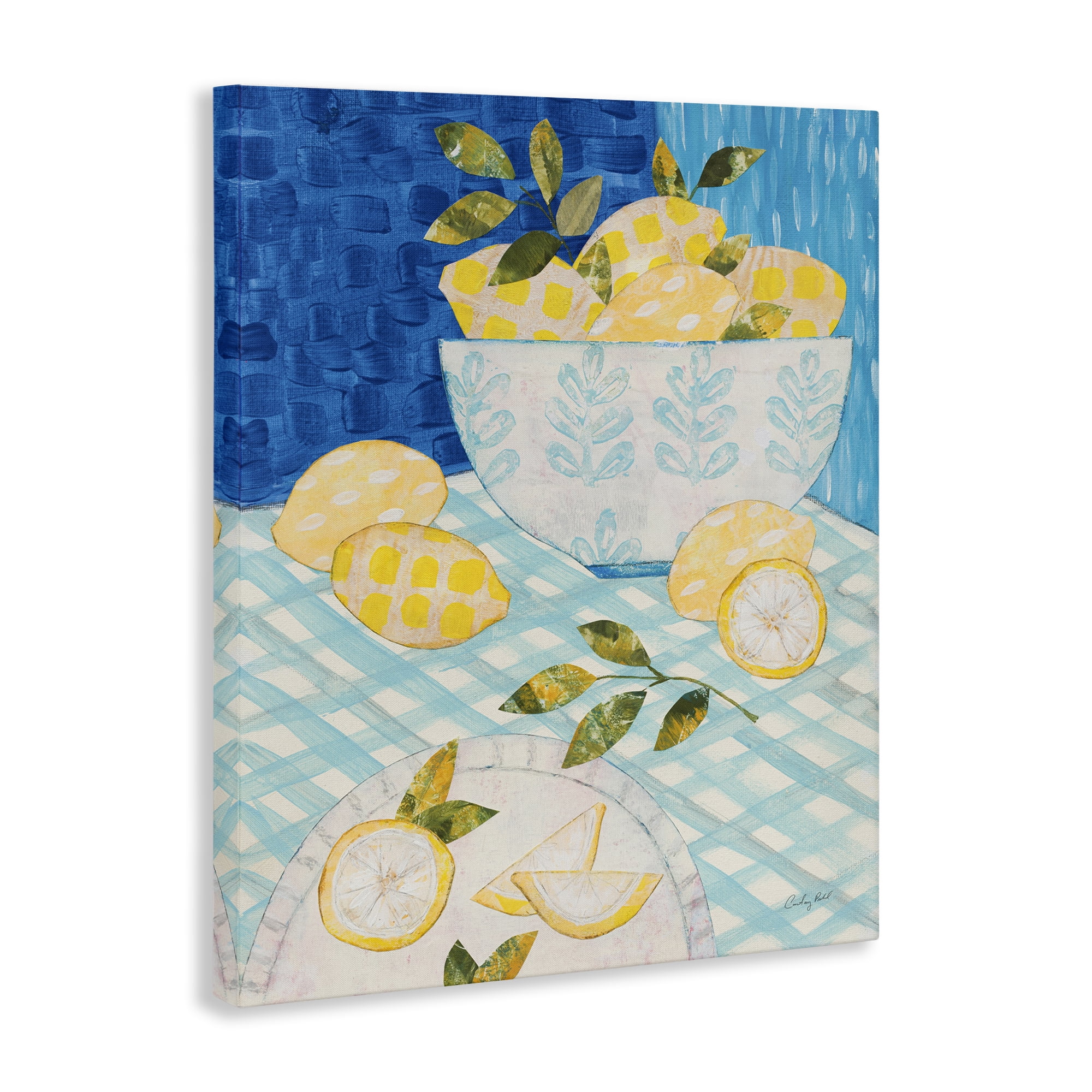 Stupell Industries Patterned Lemons Tablescape Food & Beverage Painting Wrapped Canvas Art Print Wall Art, 24 x 30
