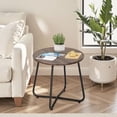 thumbnail image 4 of 17.7 inch Small Round Outdoor Side Table,Patio End Table,Waterproof Wood Table with Weather Resistant Steel Adjustable Feet for Living Room Bedroom Garden Yard Balcony Porch Poolside, 4 of 8