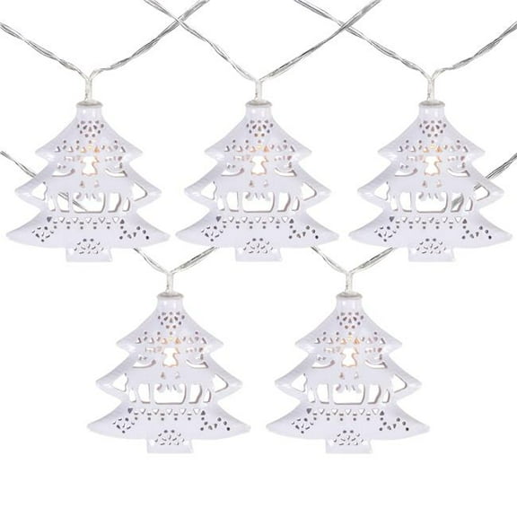 3 ft. Clear Wire Battery Operated LED Warm White Christmas Tree Light with Deer - Set of 10