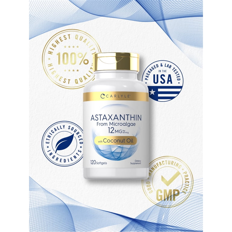 Astaxanthine 12 Mg - 120 Gélules - Santé Des Yeux Et Des Articulations - Marque Micro-ingrédients