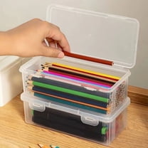 Plastic Storage Containers with Lids for Office Supplies Pencil Box Supplies Makeup Craft and Charger with Buckles White 7.4 In