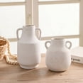 thumbnail image 2 of White Ceramic Vases Set of 2, Large Decorative Vase for Flowers, Farmhouse Terracotta Vases for Home Decor, Rustic Vintage Vases for Living Room, Kitchen, Bedroom, Office, Coffee Table, 2 of 9