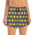 thumbnail image 2 of Vsdgher Mardi Gras Print Women's Running Double Layer Shorts High Waisted with Pockets Elastic Yoga Workout Athletic Gym Sports, 2 of 8