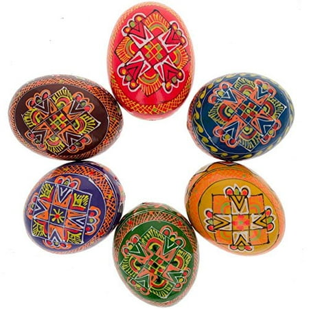 Hand Painted Wooden Ukrainian Easter Eggs - Set of 6 Best Authentic Product