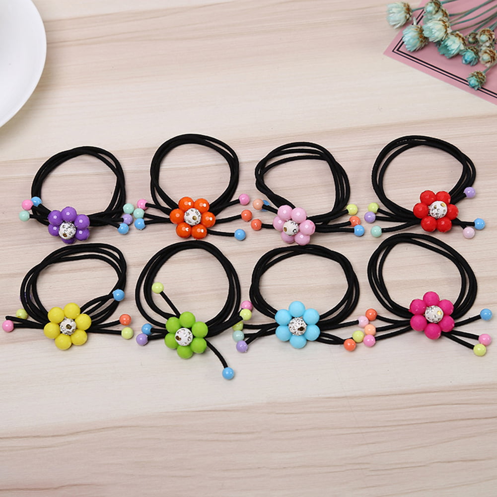 Girls Lovely Flower Elastic Hair Ties Rings Ropes Band Ponytail Hair Accessory 
