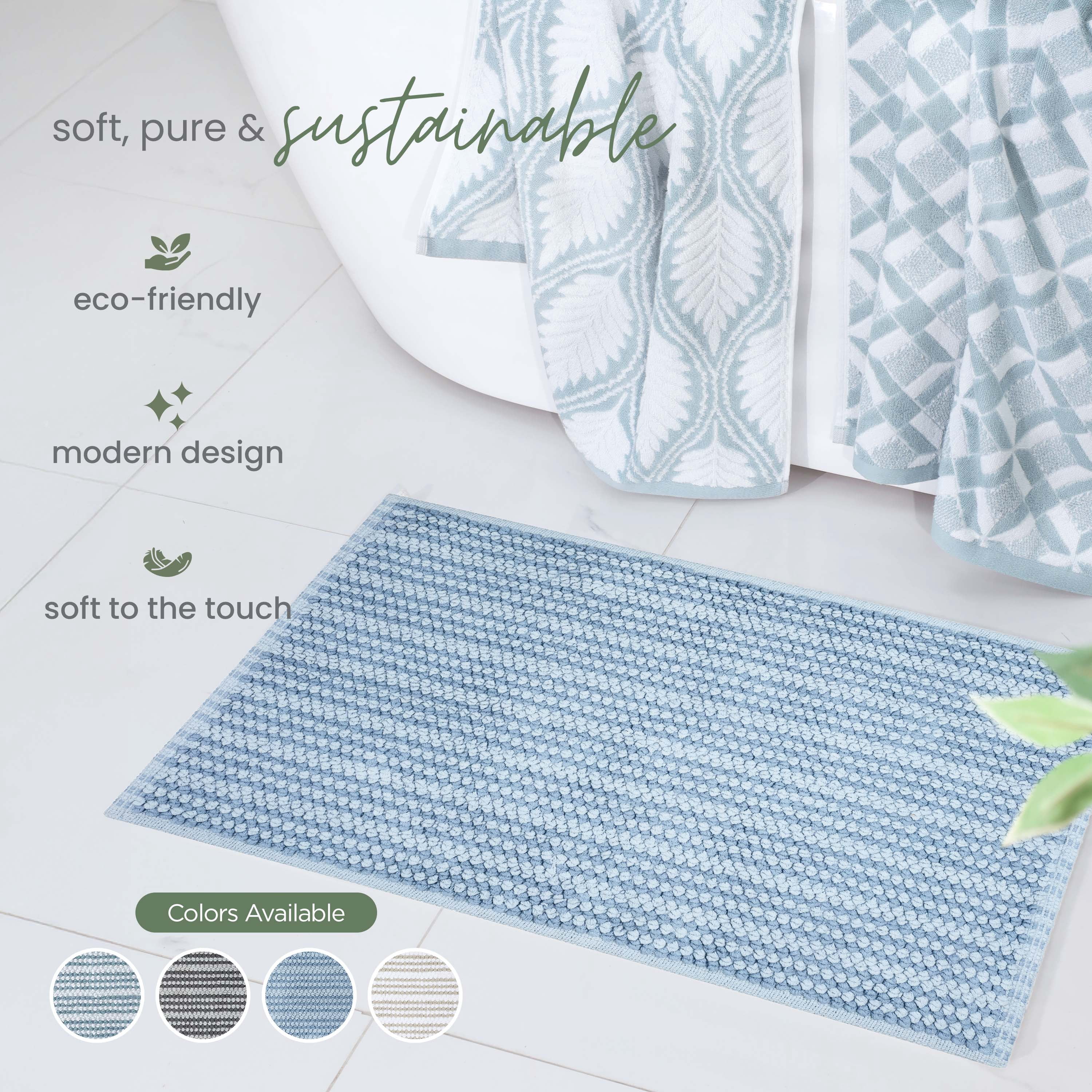 Martex Restore Stripe Cotton Bath Rug, 20" x 32", Blue