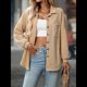 thumbnail image 5 of Camisas de Punto Gofre con Botones para Mujer, Chaqueta Informal de Larga, Blusas Estilo Boyfriend, Corte Holgado Albaricoque M, 5 of 10