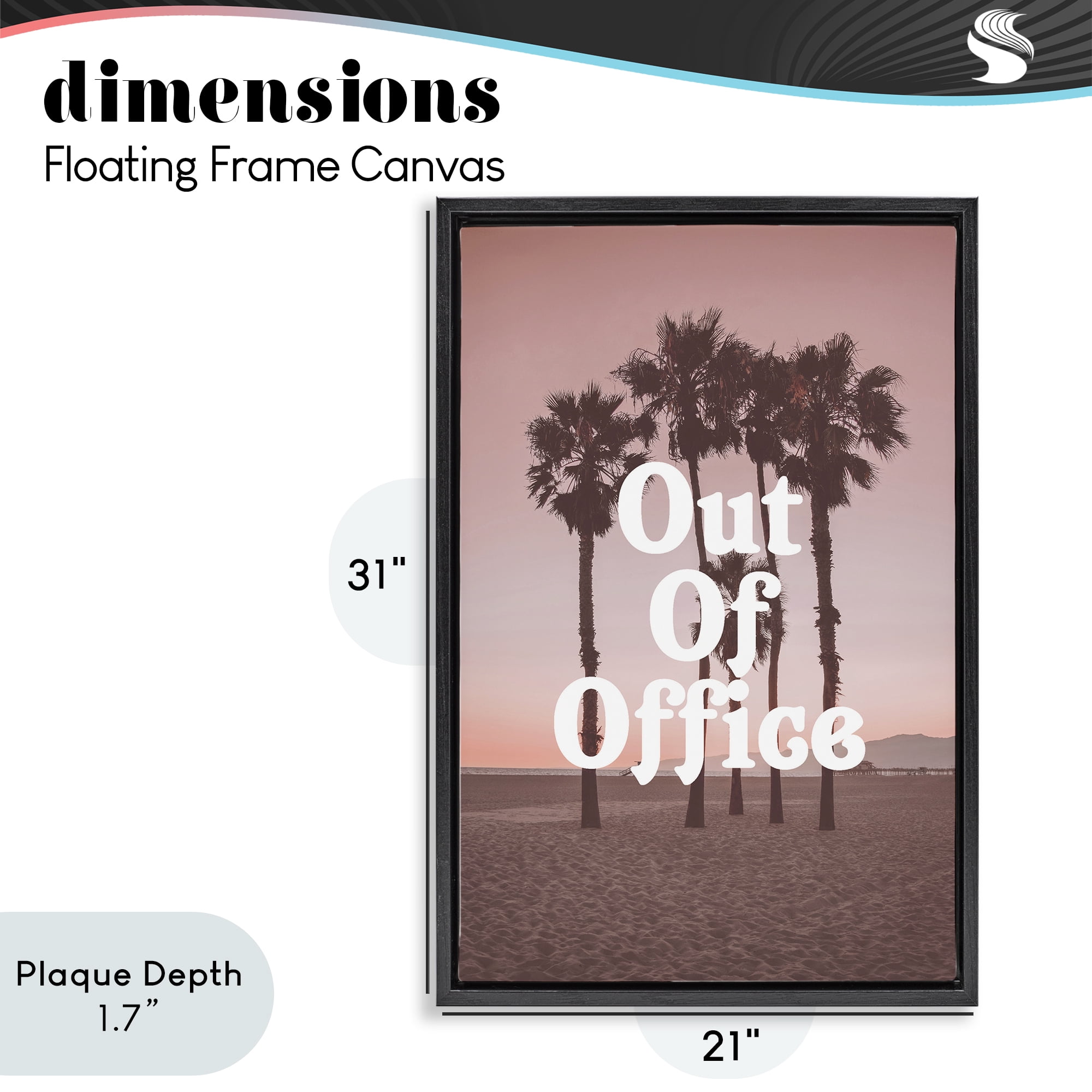 Stupell Industries Pink Tropical Out Of Office Black Framed Floater Canvas Wall Art, design by Lil' Rue