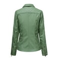 thumbnail image 7 of IROINNID Women's Faux Leather Jacket Savings Long Sleeve Notch Lapel Slim Fitted Biker Moto Jacket,Green, 7 of 7