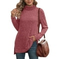 thumbnail image 5 of Zedker Womens Tunic Tops Turtleneck Long Sleeve Shirts Oversized Fall Winter Sweaters,Plus Size Red S, 5 of 6